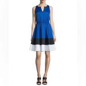 Kate Spade Colorblock Fit & Flare Blue Dress